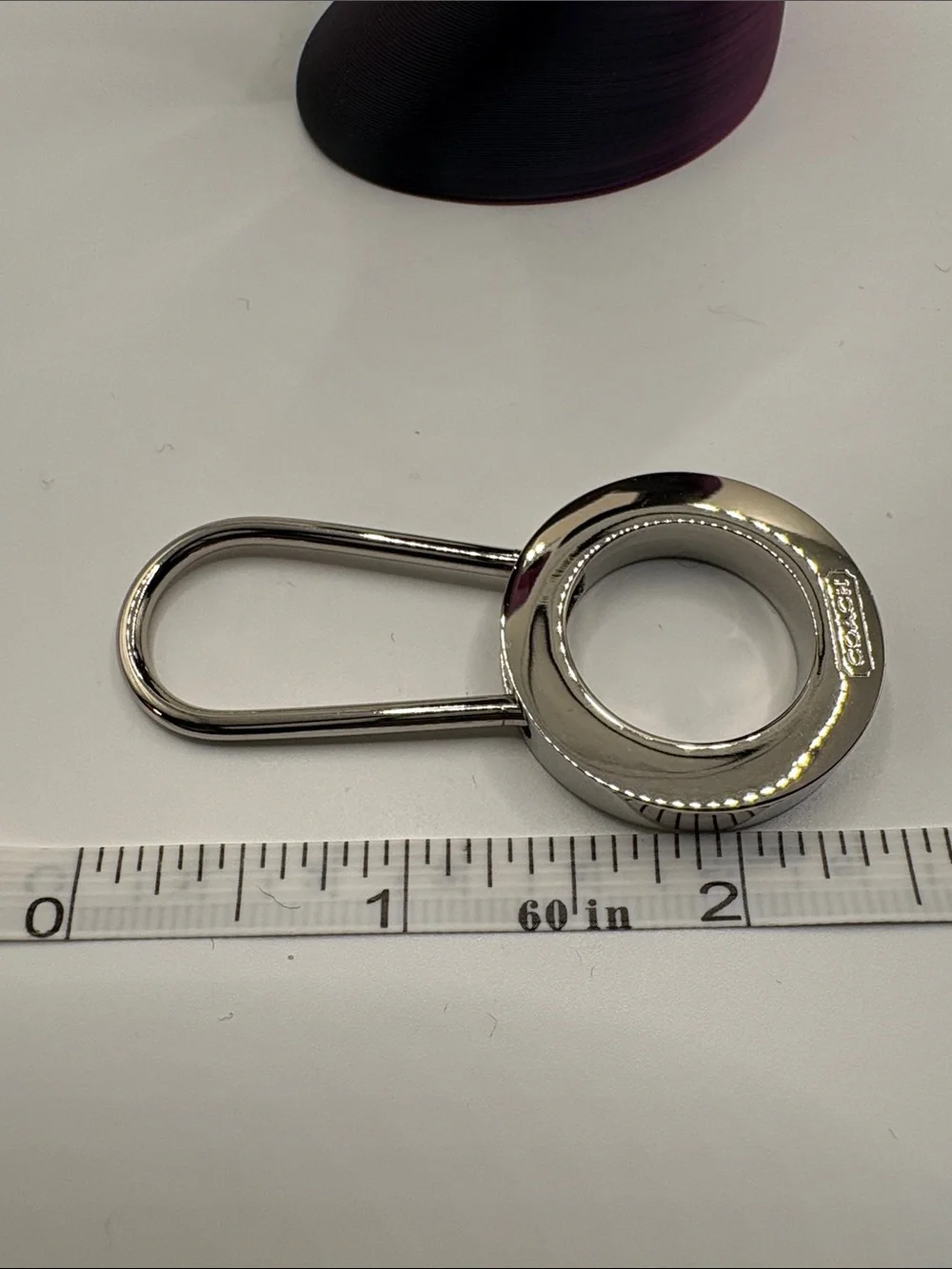 Coach Red Enamel Ring Key Fob with Silver Tone Hardware